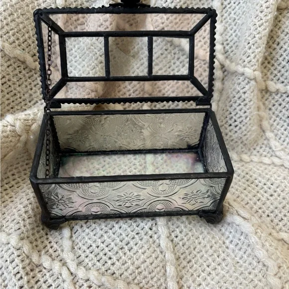 Elegant Glass Jewelry Box with Black Frame and iridescence in Glass by J Devlin - Picture 2 of 4